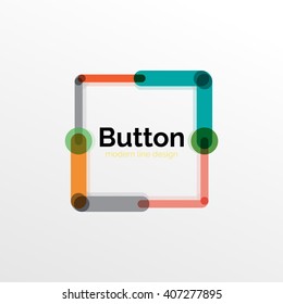 Thin line design geometric button, flat style. Overlapping muticolored elements. Vector illustration