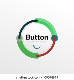 Thin line design geometric button, flat style. Overlapping muticolored elements. Vector illustration