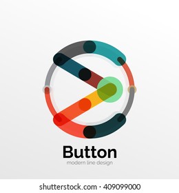 Thin line design geometric button, flat style. Overlapping muticolored elements. Vector illustration