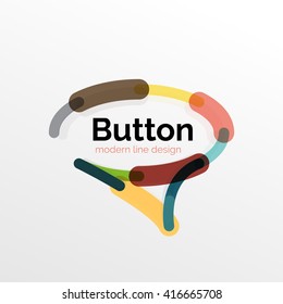 Thin line design geometric button, flat style. Overlapping muticolored elements. Vector illustration
