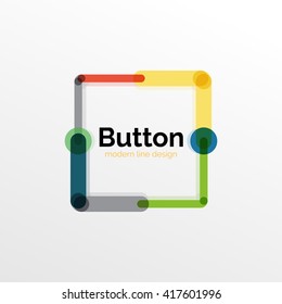 Thin line design geometric button, flat style. Overlapping muticolored elements. Vector illustration