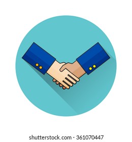 Thin line design of handshake. For web and mobile. Vector illustration.