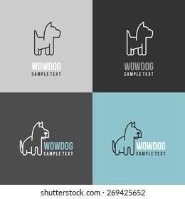 Thin Line Design Template Logotype. Dog Logo with Color Variations