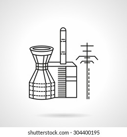 Thin line design vector icon for thermal power plant. Design element for business and website. Element for the logo