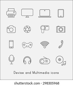 Thin line device icons