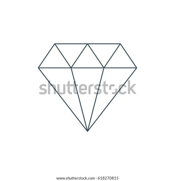 細い線のひし形のアイコンまたはシンボル 宝石のアウトラインのロゴ 白い背景に ベクターイラスト のベクター画像素材 ロイヤリティフリー
