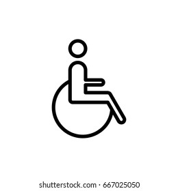 thin line disabled handicap icon on white background