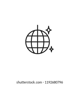 thin line disco ball icon on white background