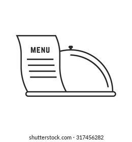 thin line dish and menu icon. concept of flatware, culinary, cooking, haute cuisine, restaurant service. isolated on white background. flat style trend modern logotype design vector illustration