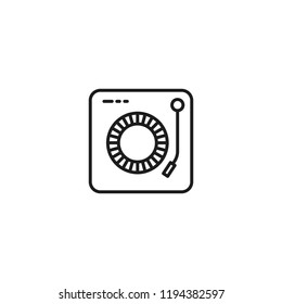 thin line dj turntable icon on white background