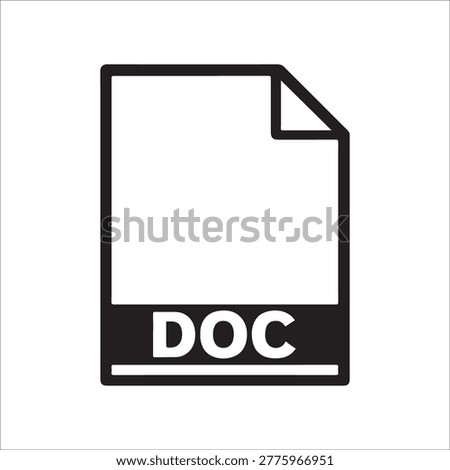 Thin Line DOC File Icon, Document Page Outline Symbol