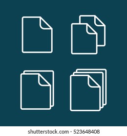 thin line document, blank icons on blue background