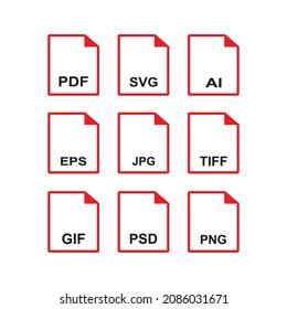 thin line document file format icons set