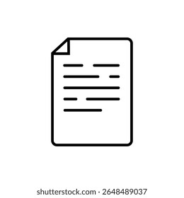 Icono de documento de línea delgada sobre fondo blanco