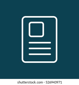 thin line document icon on blue background