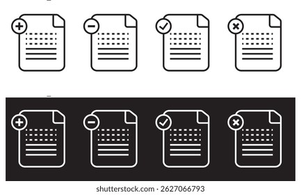 Thin line document icon set illustration