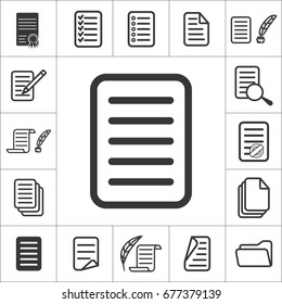 thin line document icon set