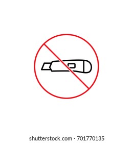 thin line dont use cutter sign on white background
