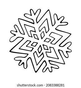 Dulces copos de nieve. Cristal de hielo dibujado a mano. Vector de patrón helado. Ornamento de nieve de invierno. Ilustración navideña aislada en fondo blanco.