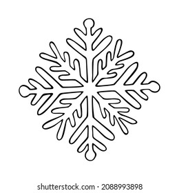 Dulces copos de nieve. Cristal de hielo dibujado a mano. Vector de patrón helado. Ornamento de nieve de invierno. Ilustración navideña aislada en fondo blanco.