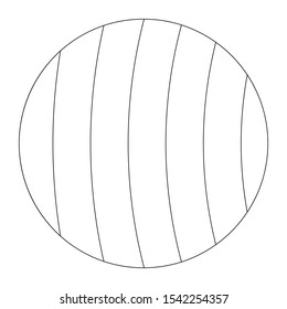 Thin line doodle striped circle for coloring book isolated on white background. Vector illustration.                