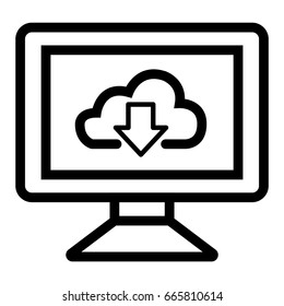 thin line download computer icon