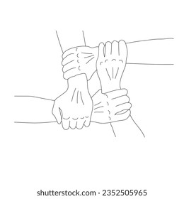colección de manos negras dibujando líneas delgadas. el concepto de símbolo religioso, conjunto de gestos, aplausos, armonía, amor, paz o ayuda. diseño gráfico de tendencia de estilo de caricatura lineal aislado en fondo blanco