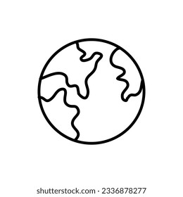 thin line earth icon, globe vector flat illustration on white background..eps