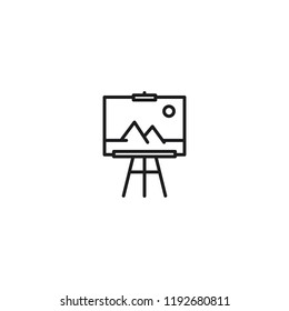 thin line easel icon on white background
