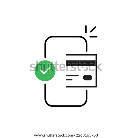 thin line easy contactless payment icon. concept of global marketing or e-commerce checkmark sign and paypass method without contact. flat trend modern outline logo graphic design isolated on white