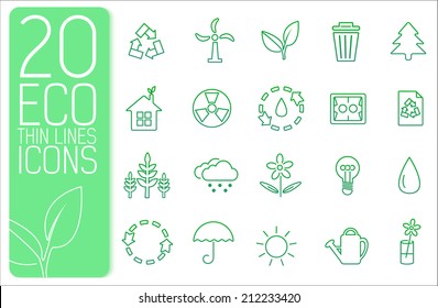thin line eco neture set icons concept. Vector illustration design