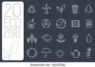 thin line eco neture set icons concept. Vector illustration design