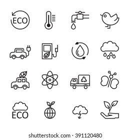thin line ecology energy icon set 2, vector eps10.