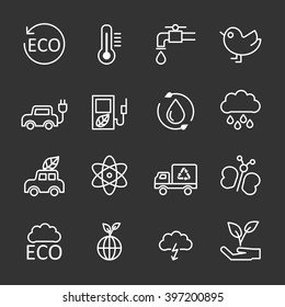 thin line ecology energy icon set 2, vector eps10.