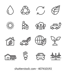 conjunto de iconos de ecología de línea delgada 5, vectorial eps10
