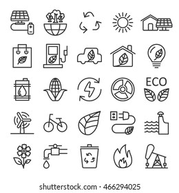 thin line ecology icon set, vector eps10.