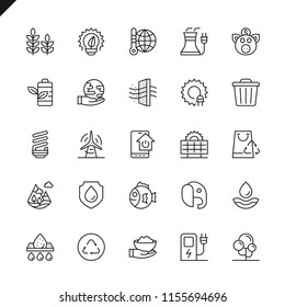 Thin line ecology icons set for website and mobile site and apps. Outline icons design. 48x48 Pixel Perfect. Linear pictogram pack. Vector illustration.