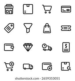 Thin Line Ecommerce Compras Ícones