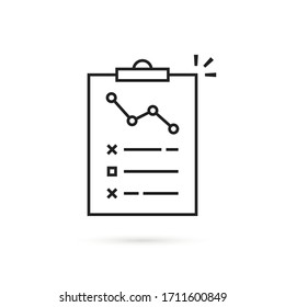informe económico en línea delgada como caída. concepto de hoja lineal con información de calidad financiera o control de riesgos. estilo lineal tendencia moderna simple trazo simple logotipo diseño gráfico aislado en blanco