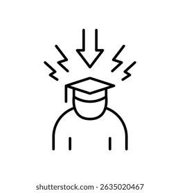 Thin Line Education Icon Visualizing Academic Pressure School Stress and Mental Health Struggles in Students