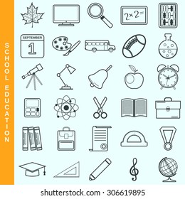 Thin line education vector icons set. Modern outline pictogram collection