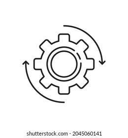 icono de operación y proceso de uso eficiente de línea delgada. concepto de integración y productividad y flujo de trabajo. tendencia lineal implementación simple moderna logotipo trazo gráfico arte diseño web lineal elemento