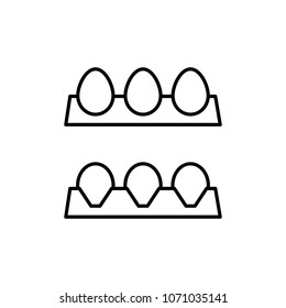 thin line eggs tray icon on white background
