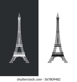 Thin line Eiffel tower vector illustration icon. Outline landmark French Paris symbol isolated on white. Premium quality modern linear stroke logo of France concept pictogram.