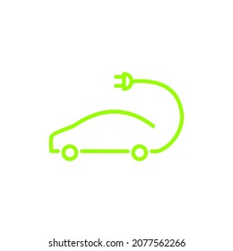 thin line electric car icon on white background