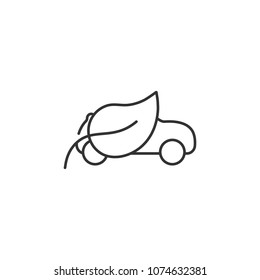 Thin line electric car with leafs icon. Simple element illustration. Thin line electric car with leafs symbol design from Ecology collection set. Can be used in web and mobile on white background