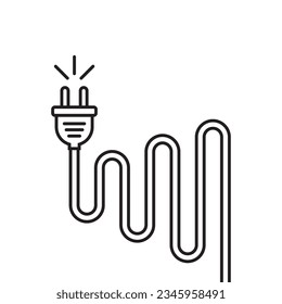 thin line electric plug icon like simple power cord. flat lineart trend modern logotype graphic stroke art design web element isolated on white background. concept of easy connect for power supply