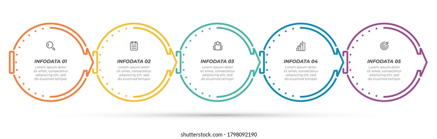 Thin line element design for infographic. Business concept with 5 options or steps. Can be used for workflow layout, info chart, info graph.