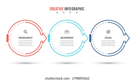 Thin line element design for infographic. Business concept with 3 options or steps. Can be used for workflow layout, info chart, info graph.