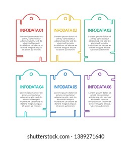 Thin line element for infographic. Template for diagram, graph, presentation and chart. Concept with 6 options...